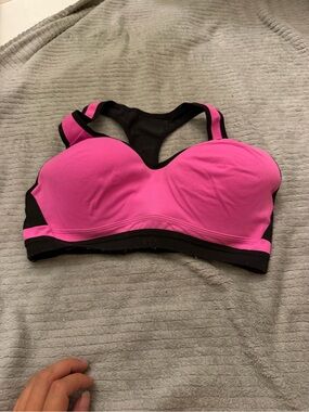 High-Impact Pink and Black Racerback Sports Bra
